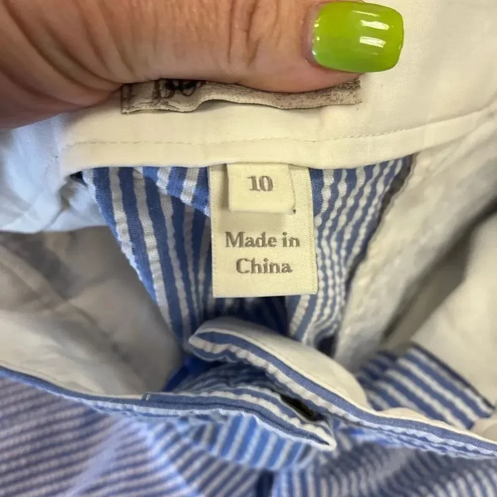 J. Crew Blue & White Seersucker Bermuda Shorts sz 10
